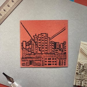 Impression linogravure City View