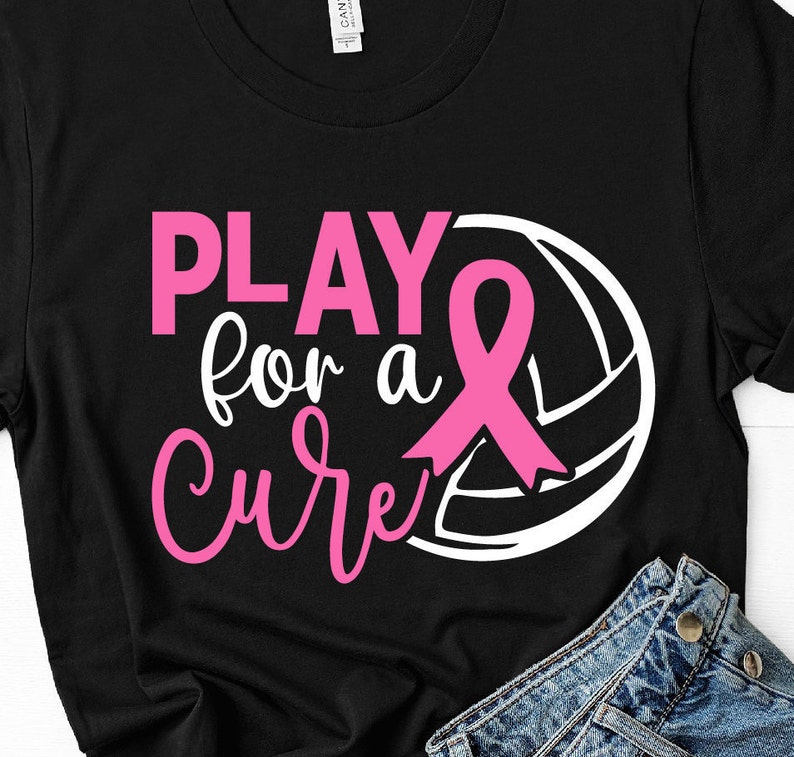 Breast Cancer Svg Play for the Cure Svg Volleyball SVG Etsy