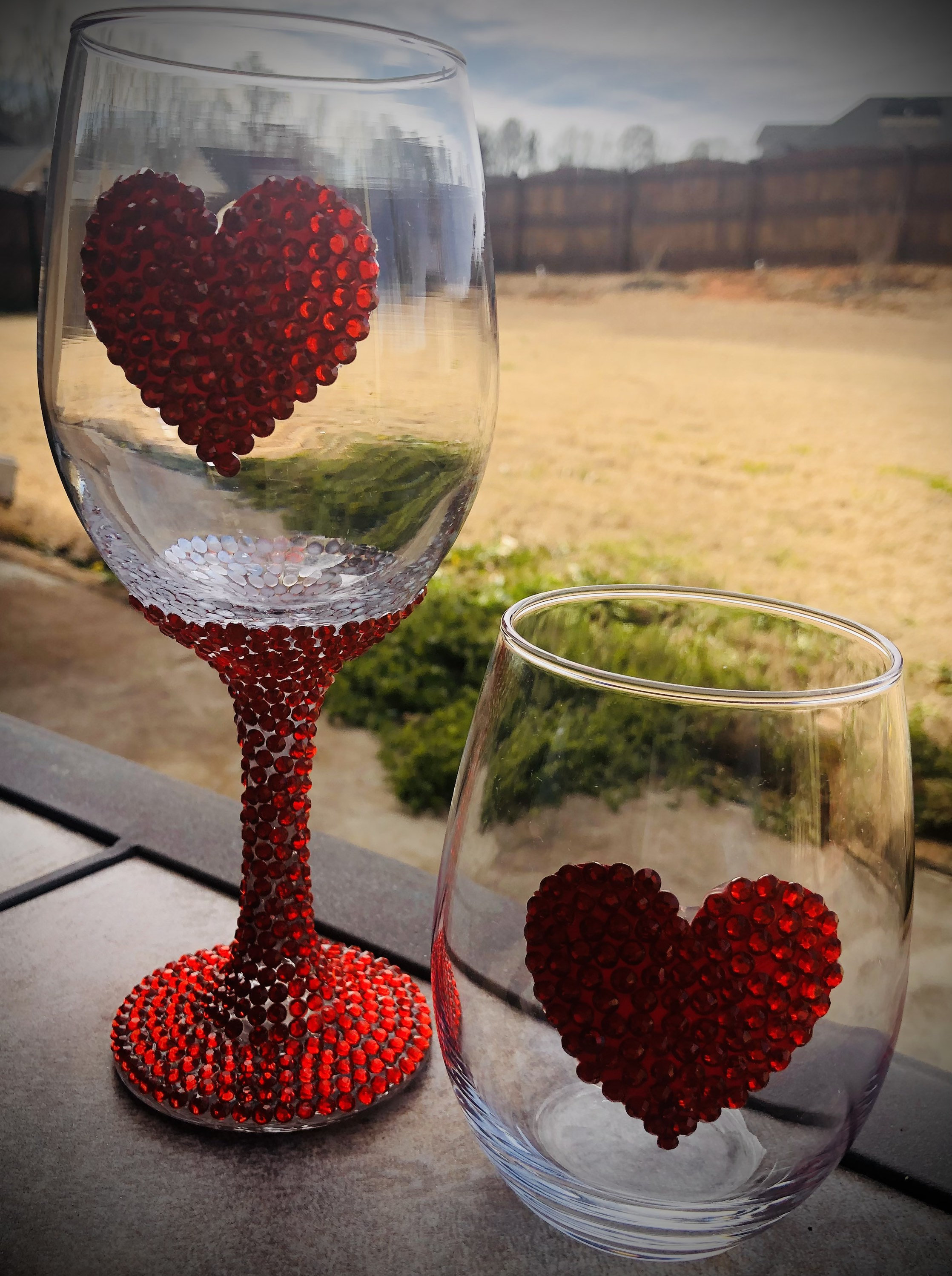 Heart Rhinestone Wine Glass, Valentines Gift, Handmade Bling Mug - Etsy