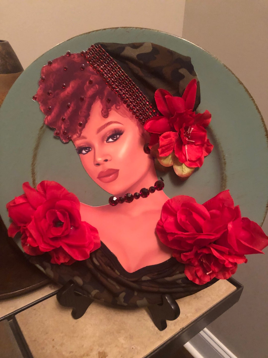 Camo Camille Diva Charger Plate. 13 Inch Diameter. Hand Etsy
