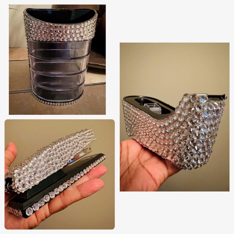 Red Rhinestone Stapler Bedazzled Rhinestone Stapler or Tape Dispenser Set: Hand-placed Bling ...