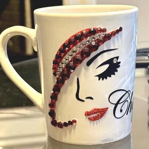 Personalized Bling Coffee Mug: Sassy Lady With Hat