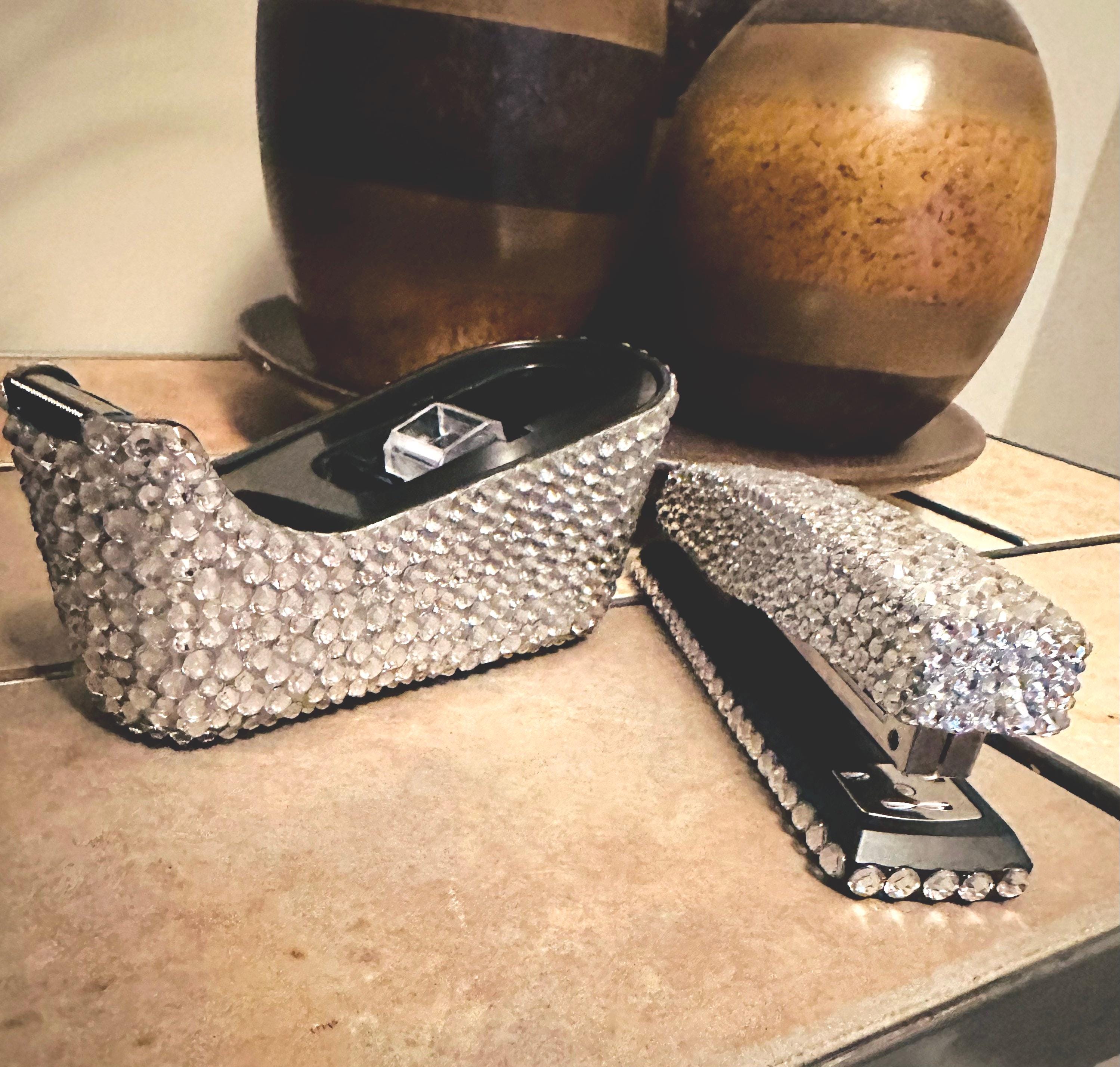 Red Rhinestone Stapler Bedazzled Rhinestone Stapler or Tape Dispenser Set: Hand-placed Bling ...