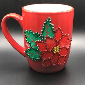 Poinsettia Bling Coffee Mug - 12oz | Personalize | Custom | BFF | Christmas Mug | Just Because | Red Coffee Cup