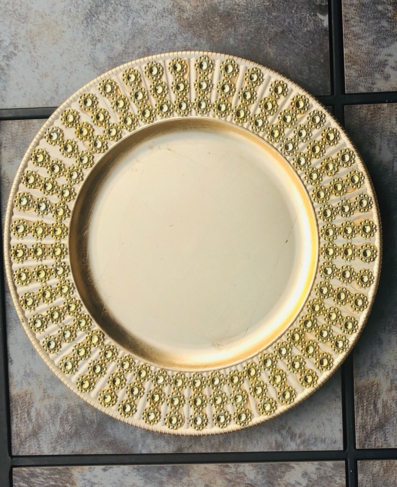 Blank Bling Charger Plate, Silver and/or Gold Available. Inspirational, Christmas, Holiday Decor, Diamond Bling, Weddings, Centerpieces Gold