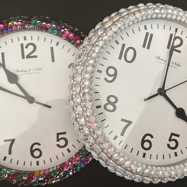 Bling Bedazzled Wall Clock. Embellished Clock. Rhinestone Clock. Office Bling. Wall Decoration. Bling Decorative Clock. Ready to Ship