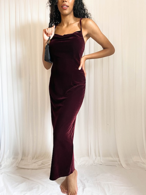 Vintage 90s strappy velvet slip dress