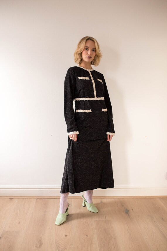 Vintage 80s Long Knitted Black Dress