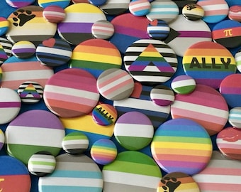 LGBTQ Pride Flag Pin Badges Pinback Buttons Magnet ~ 1&quot; Pin 1.5&quot; Pin 2.25&quot; Pin ~ 10 25 50 100 500 1000 Pride Pins Ace Bisexual Transgender