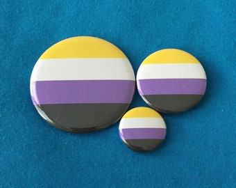 Gender NonBinary Pride Flag Pin Badge Pinback Button ~ 1" Pin 1.5" Pin 2.25" Pin ~ 10 25 50 100 500 Pride Pins