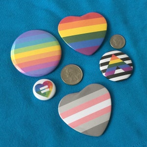 LGBTQ Pride Flag Pin Badges Pinback Buttons 1 Pin 1.5 Pin 2.25 Pin 10 25 50 100 500 1000 Pride Pins Ace Asexual Bisexual Transgender image 2