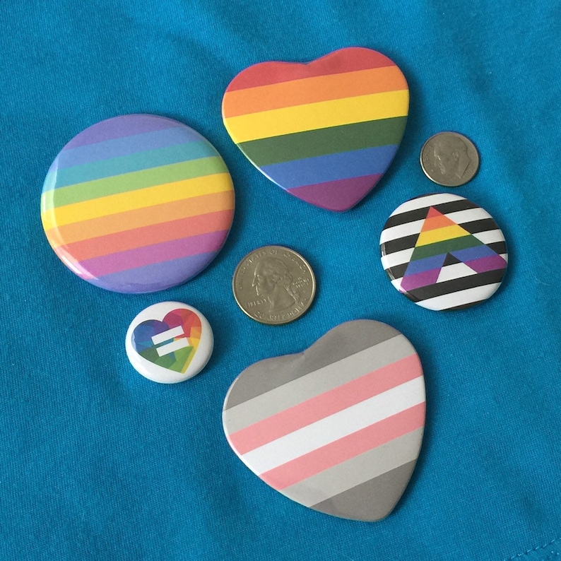 LGBTQ Pride Flag Pin Badges Pinback Buttons 1 Pin 1.5 Pin 2.25 Pin 10 25 50 100 500 1000 Pride Pins Ace Asexual Bisexual Transgender image 2