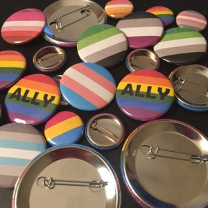 LGBTQ Pride Flag Pin Badges Pinback Buttons 1 Pin 1.5 Pin 2.25 Pin 10 25 50 100 500 1000 Pride Pins Ace Asexual Bisexual Transgender image 3