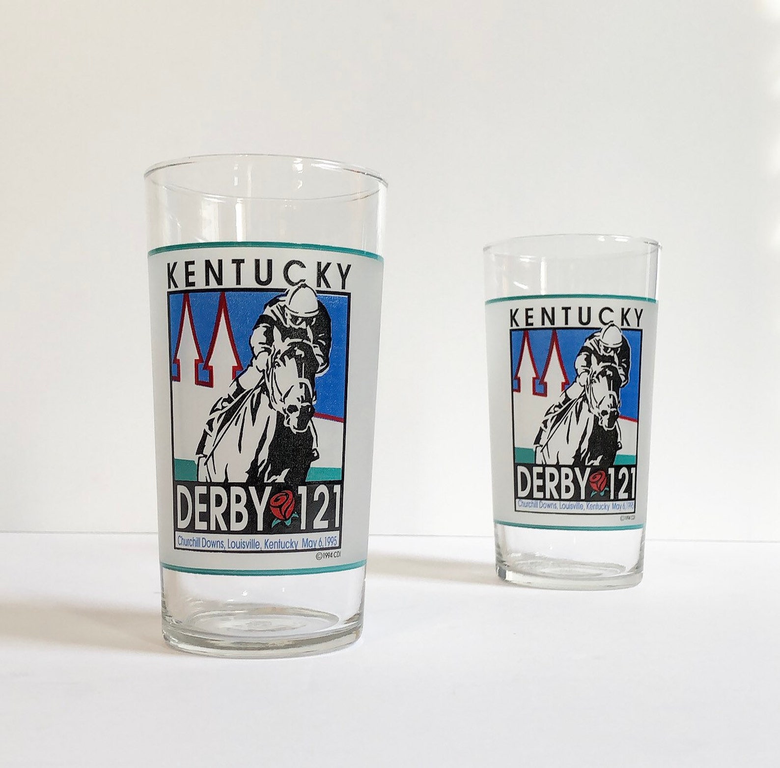 Vintage Kentucky Derby Glasses 1995 Kentucky Derby Churchill Etsy