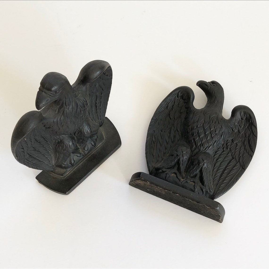 Vintage Eagle Bookends 1950s Black Cast Iron Eagle Bookends Etsy