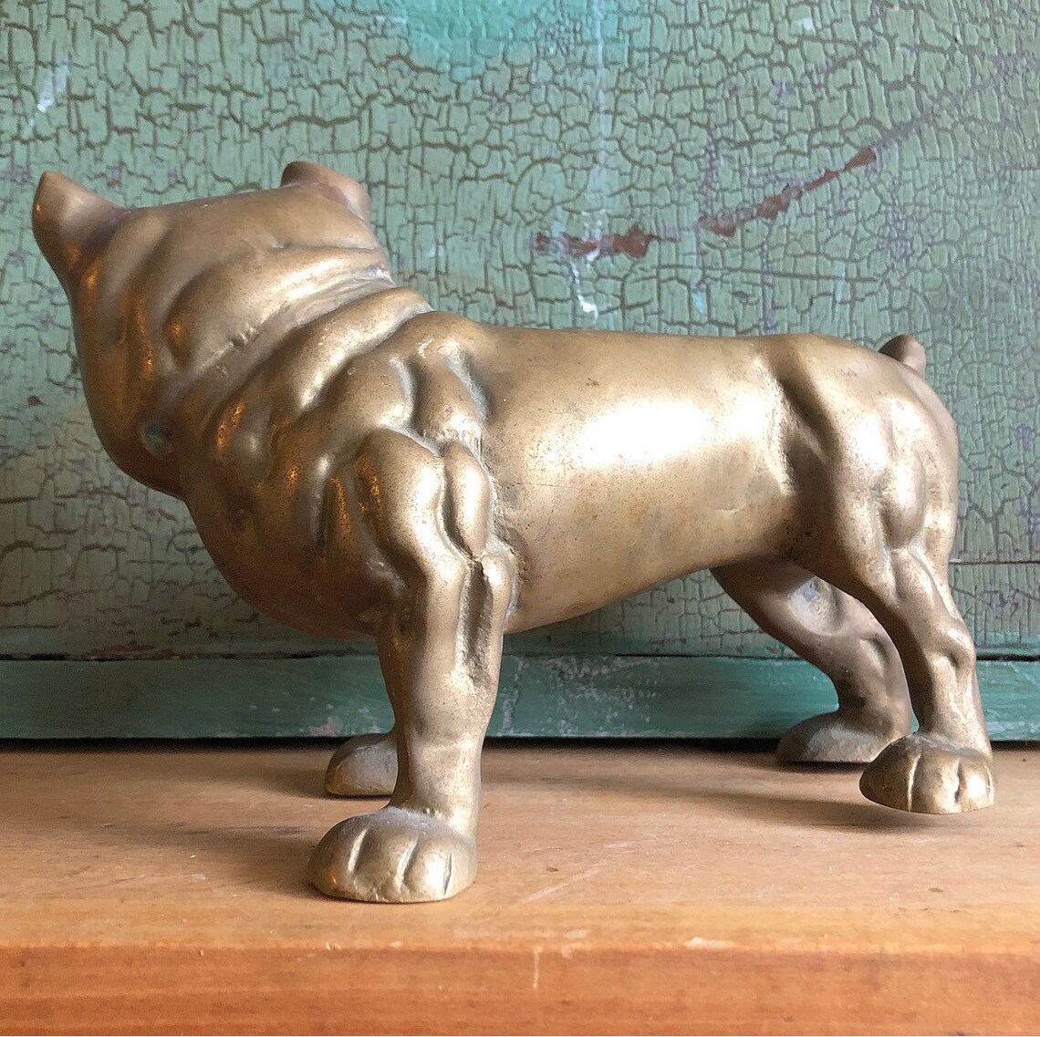 Vintage Brass Bulldog 1950s Mid Century MCM Solid Carved Brass Etsy