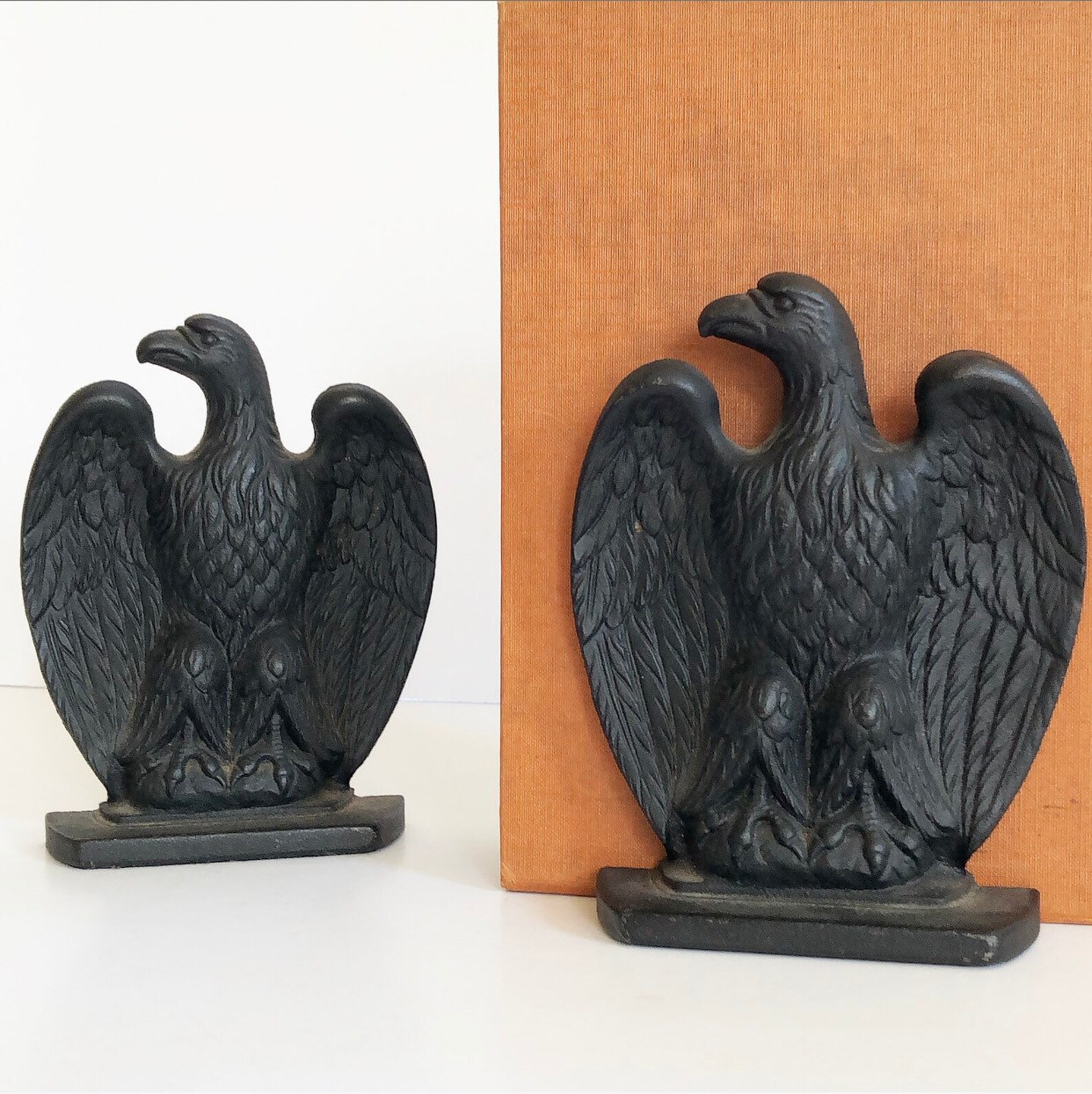 Vintage Eagle Bookends 1950s Black Cast Iron Eagle Bookends Etsy
