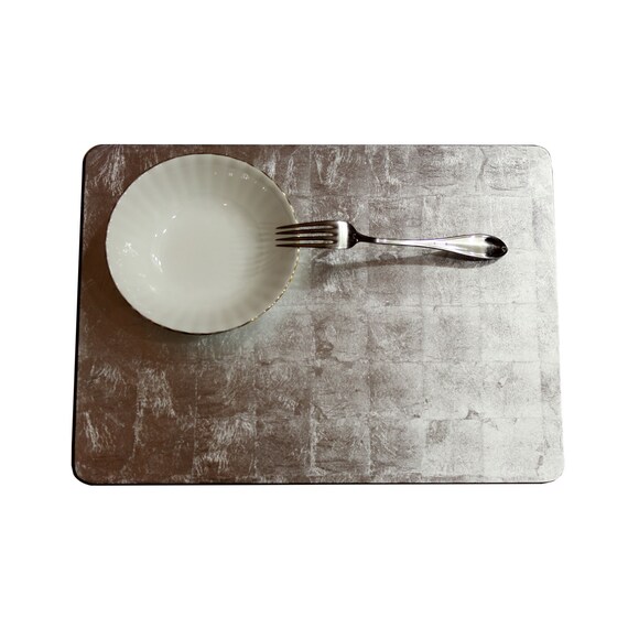 Silver Leaf Lacquer Placemat Handmade Silver Accent Etsy