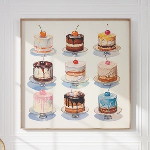 Arte mural de pasteles retro: Impresión de pastelería (descarga digital)