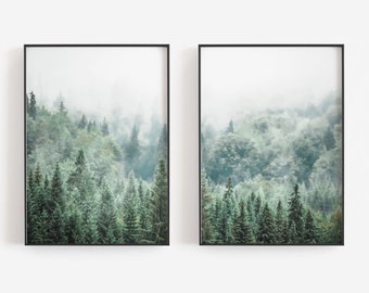 Forest Wall Art, Evergreen Forest Art, Woodland Forest Art, Landscape Wall Art, Emerald Green Art, DIGITAL DOWNLOAD, PRINTABLE Wall Art