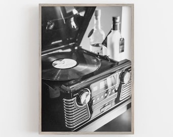 Record Player Art, Black and White Art, Vinyl Record Print, Music Print, Hipster Wall Art, DIGITAL DOWNLOAD, PRINTABLE Wall Art, Large Art