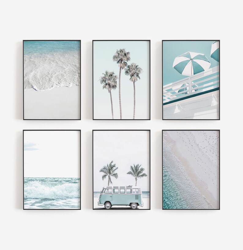 Beach Wall Art Gallery Wall Art Seafoam Green Prints Beach Etsy