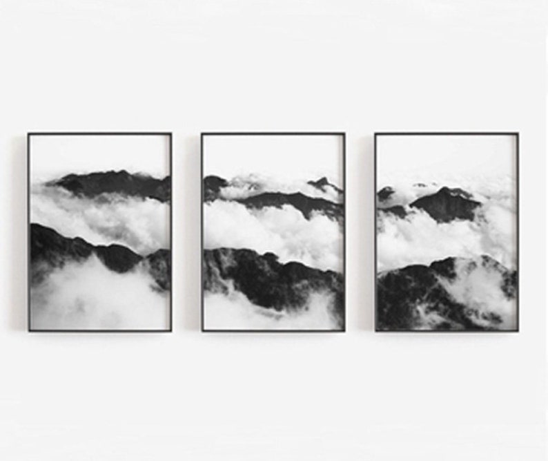 Mountain Wall Art Black and White Art Minimalist Wall Art Etsy
