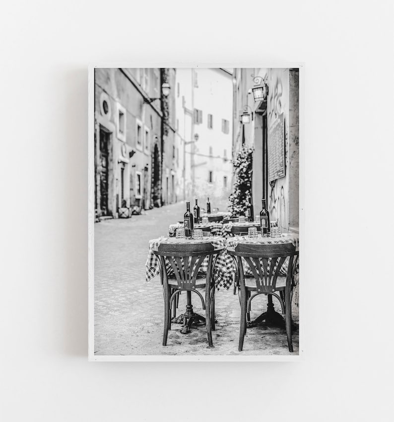 Italy Wall Art Black and White Art Outdoor Cafe Print - Etsy