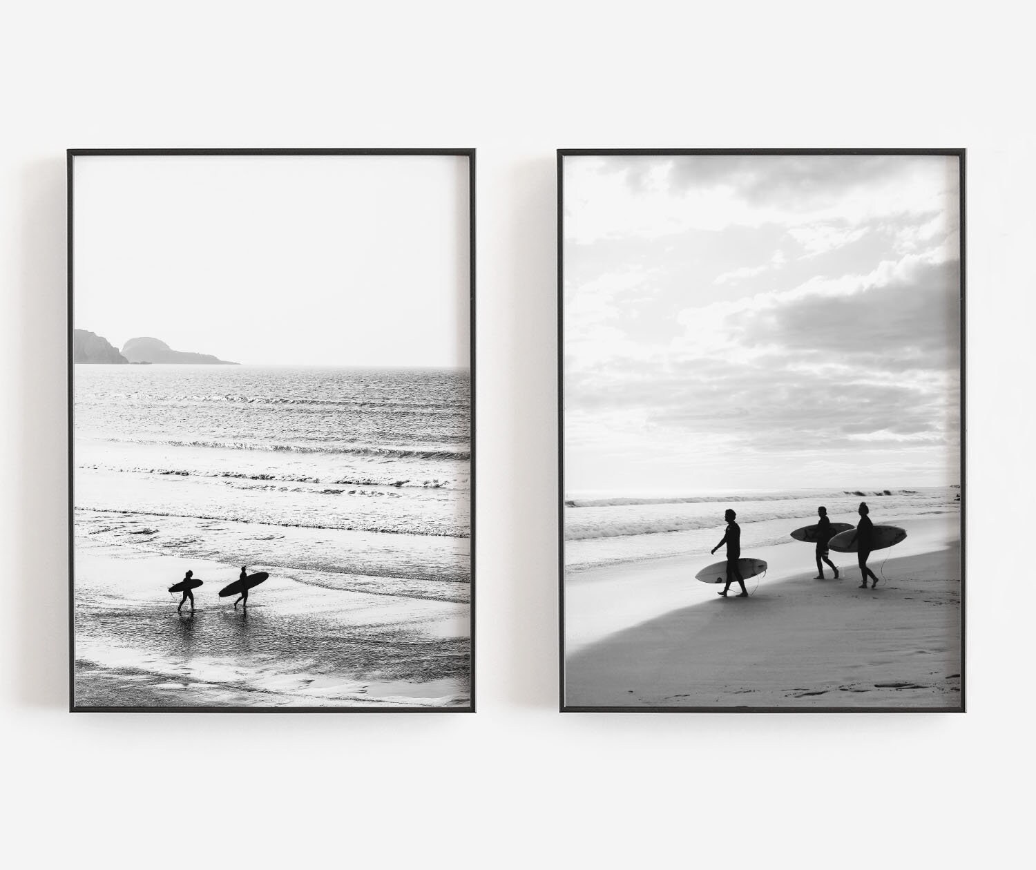 Surf Prints Surfer Wall Art Set of 2 Prints Black and White | Etsy