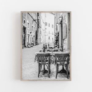 Italy Wall Art, Black and White Art, Outdoor Cafe Print, Sidewalk Cafe Print, Italy Print, DIGITAL DOWNLOAD, PRINTABLE Art, Large Wall Art