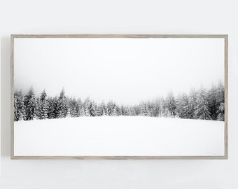 Samsung Frame TV Art, Arte en blanco y negro, Arte de pared minimalista, Arte de pared de invierno, Arte de bosque de invierno, DESCARGA DIGITAL, Arte digital para TV