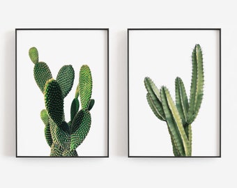 Cactus Prints, Set of 2 Prints, Cactus Wall Art, Desert Prints, Boho Decor, Minimalist Art, DIGITAL DOWNLOAD, PRINTABLE Art, Large Wall Art