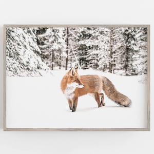 Fox Wall Art, Red Fox in Snow Print, Winter Wall Art, Woodland Forest Art, Animal Wall Art, DIGITAL DOWNLOAD, PRINTABLE Wall Art, Large Art