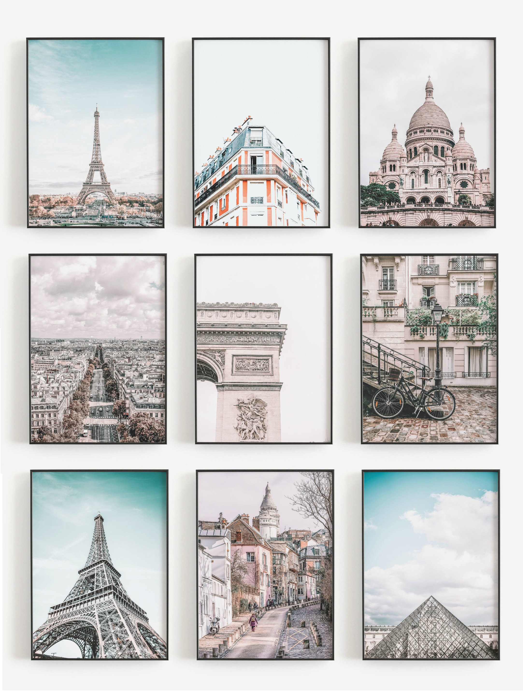 Paris Prints Set of 9 Prints Paris France Wall Art Pastel Etsy Australia