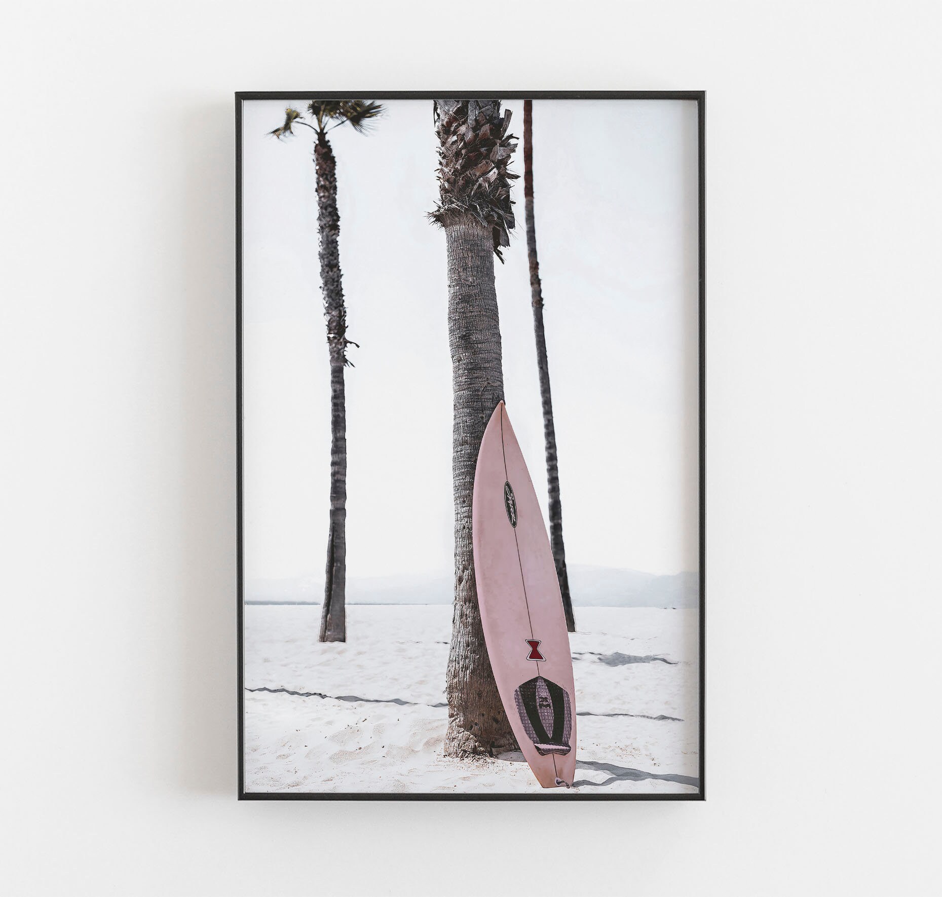 Pink Surfboard Print Surfboard on Beach Beach Wall Art | Etsy