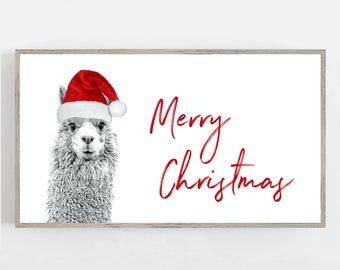 Samsung Frame TV Art, Llama Wall Art, Christmas Wall Art, Holiday Wall Decor, Merry Christmas Art, Digital DOWNLOAD, Digital Art for Tv