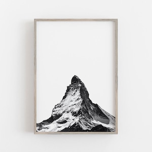 Zermatt, Switzerland Print, Matterhorn Print, Modern Wall Art, Black and White, Minimalist, DIGITAL DOWNLOAD, PRINTABLE Art, Large Wall Art