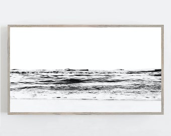 Beach Frame TV Art, Beach Wall Art, Black and White Art, Ocean Wall Art, Summer Wall Art, Beach House Decor, Minimalist Art,Digital DOWNLOAD