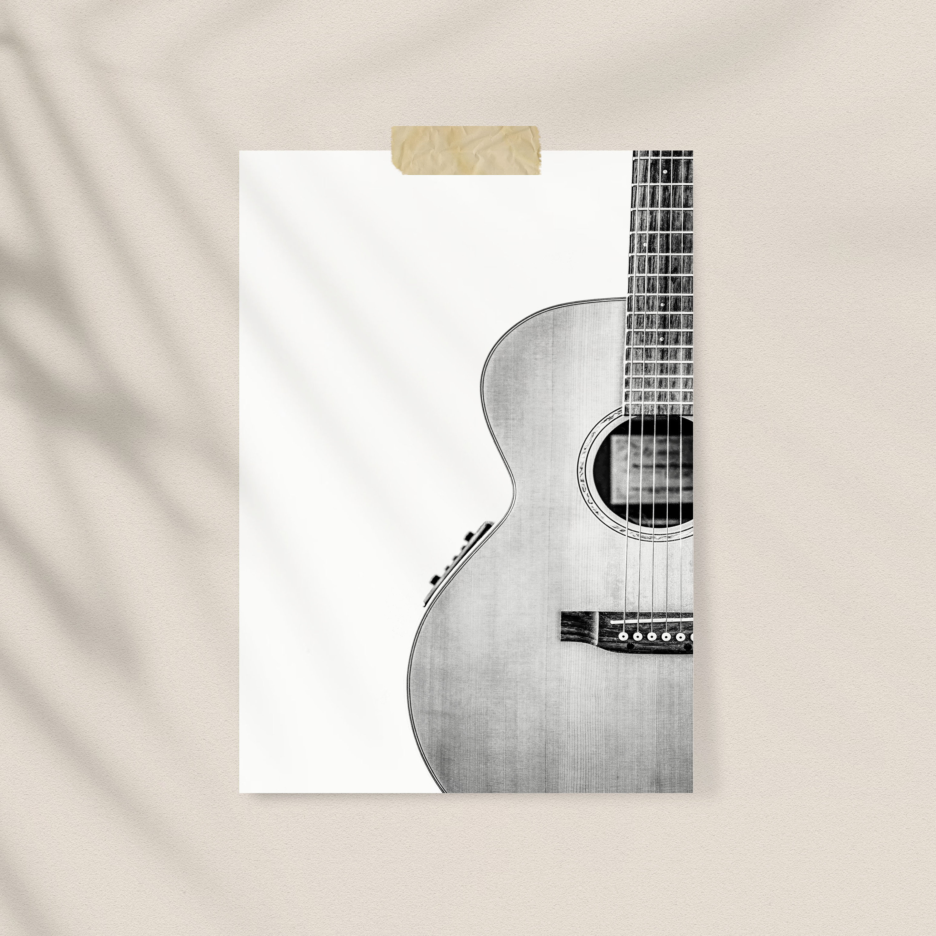 アート・デザイン・音楽 BLACK AND WHITE ERROTIC PHOTOGRAPHY Black and White Acoustic Guitar Printable Art, Music Guitar