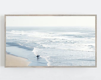 Samsung Frame TV Art, Surfer Wall Art, Frame TV Art, Beach Wall Art, Coastal Wall Decor, Minimalist Art Digital DOWNLOAD, Digital Art for Tv