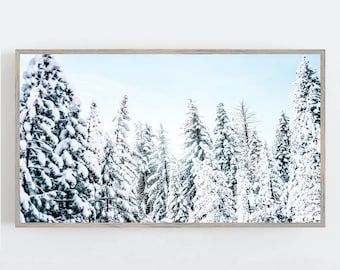 Winter Frame TV Art, Winter Forest Wall Art, The Frame Tv, Snowy Trees Art, Winter Wall Decor, Nature Art, Samsung Frame TV Digital DOWNLOAD