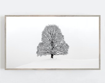 Samsung Frame TV Art, Schwarz-Weiß Kunst, Winter Wandkunst, Minimalistische Wandkunst, Winter Baum Wandkunst, Digitaler DOWNLOAD, Digitale Kunst für tv