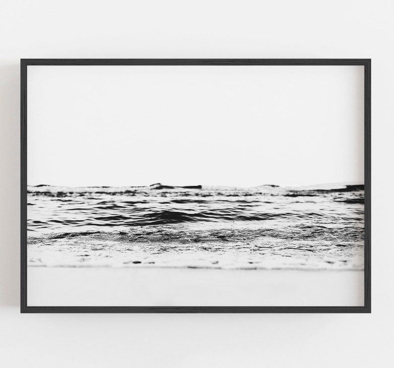 Ocean Print Coastal Wall Art Beach Wall Art Black and White Etsy