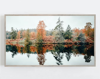 Autumn Frame TV Art, Autumn Lake Wall Art, Autumn Wall Decor, Fall Wall Decor, Nature Wall Art, Samsung Frame TV Art, Digital DOWNLOAD