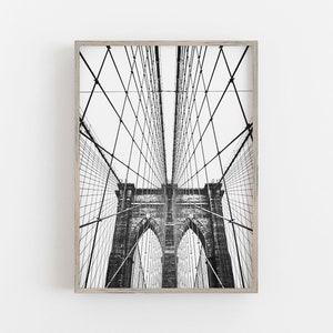 Brooklyn Bridge Print, Modern Wall Art, Black and White Print, Architecture Print, DIGITAL DOWNLOAD, PRINTABLE Wall Art, Large Wall Art