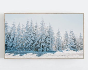 Samsung Frame TV Art, Winter Forest Wall Art, Snowy Trees Wall Art, Winter Wall Decor, Nature Wall Art, Digital DOWNLOAD, Digital Art for Tv