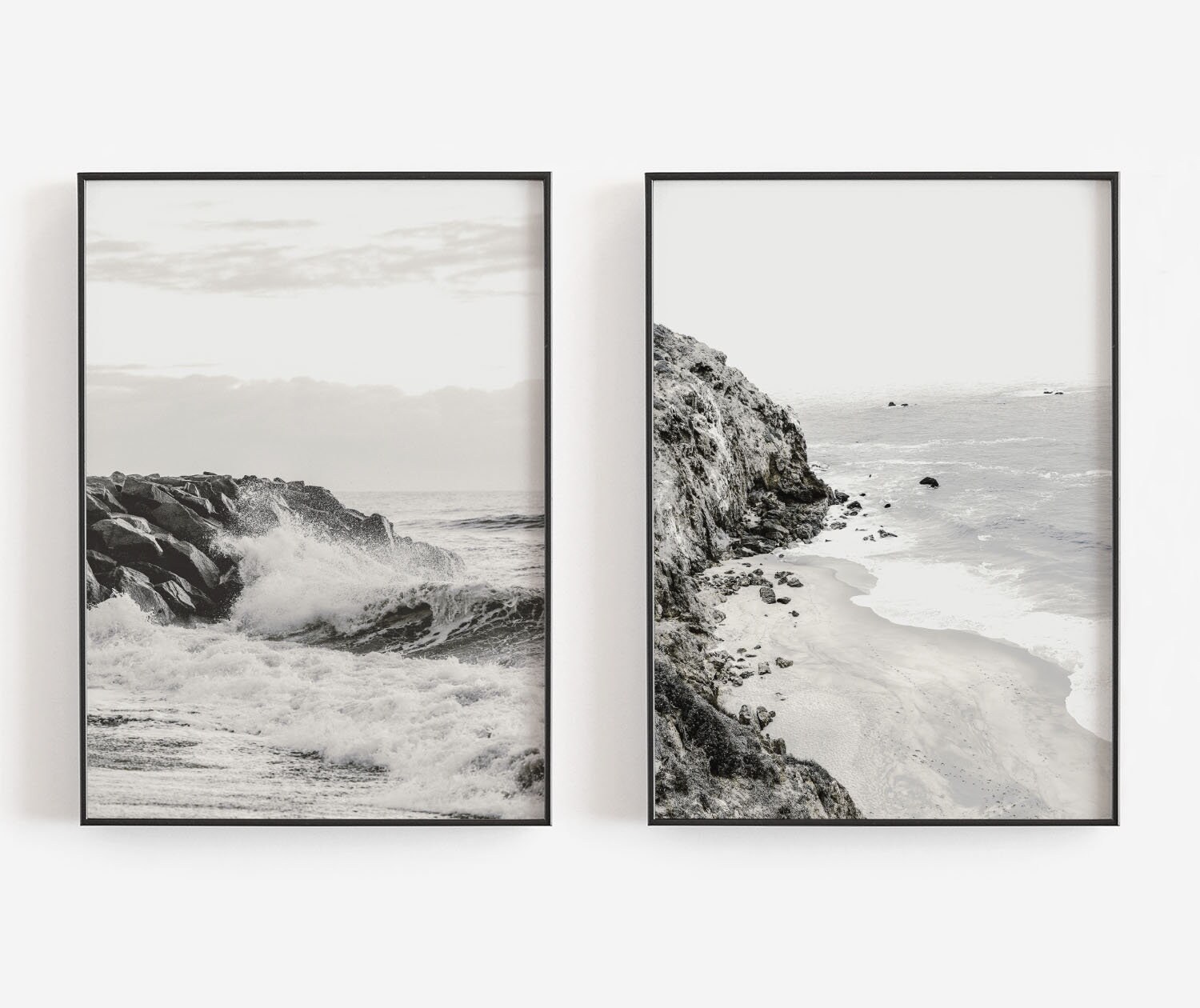 Beach Wall Art Black and White Art Set of 2 Prints Beach | Etsy