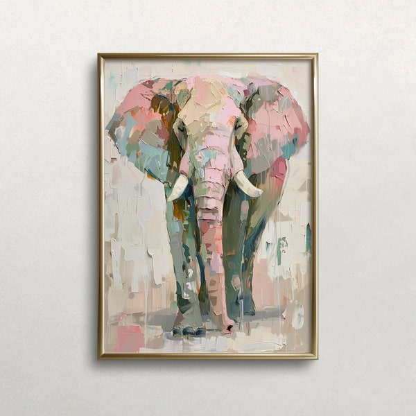 Elephant Wall Art, Pink Pastel Wall Art, Safari Wall Decor, Animal Wall Art, Trendy Wall Art, Abstract, Digital DOWNLOAD, PRINTABLE Wall Art