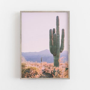 Cactus Wall Art, Western Wall Decor, Desert Wall Art, Pink Pastel Colors, Trendy Art, Saguaro Cactus, DIGITAL DOWNLOAD, PRINTABLE Wall Art