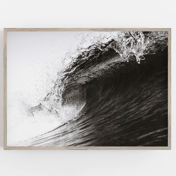 Big Wave Print, Ocean Print, Coastal Wall Art, Beach Wall Art, Black and White Print, DIGITAL DOWNLOAD, PRINTABLE Art, Large Wall Art